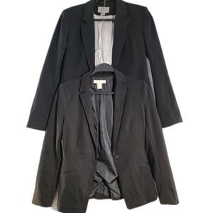Bundle of x2 Black Blazer Single Breasted One Button Notch Lapel Women's Size 8